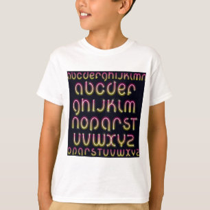 T-shirt Alphabet néon rose et jaune rétro des années 80