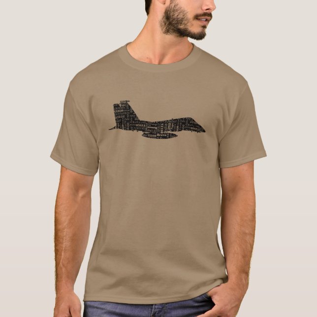 T-shirt Alphabet phonétique de l'avion de combat militaire (Devant)