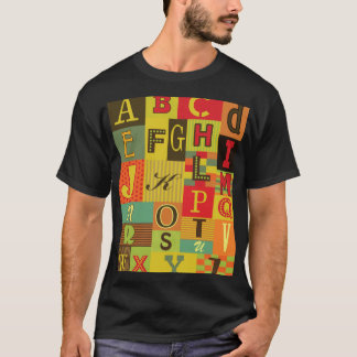T-shirt alphabet rétro, charme vintage