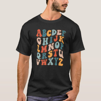 T-shirt Alphabets Colorés Rétro Pour Enseignant De Materne