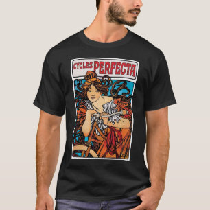 T-shirt Alphonse Mucha - Cycles Perfecta Retro Art Nouveau