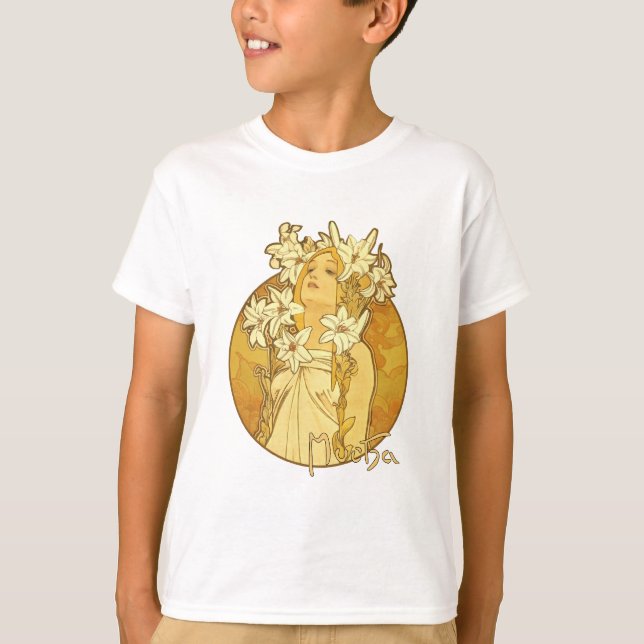 T-shirt Alphonse Mucha - les fleurs (Devant)