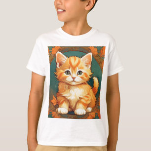 T-shirt Alphonse Mucha Style Chat orange