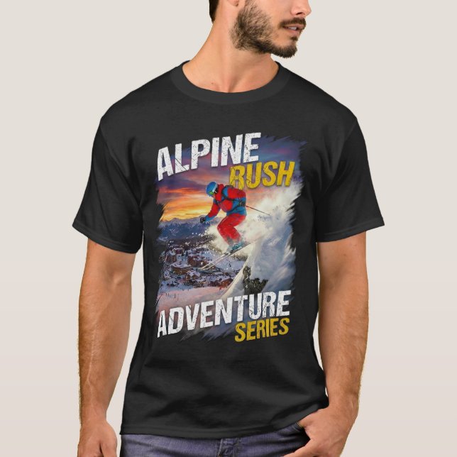 T-shirt Alpine Rush – Extreme Ski Adventure Mountain  (Devant)
