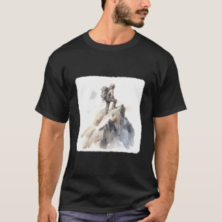T-shirt Alpiniste Atteignant le Sommet Alpinisme Pour