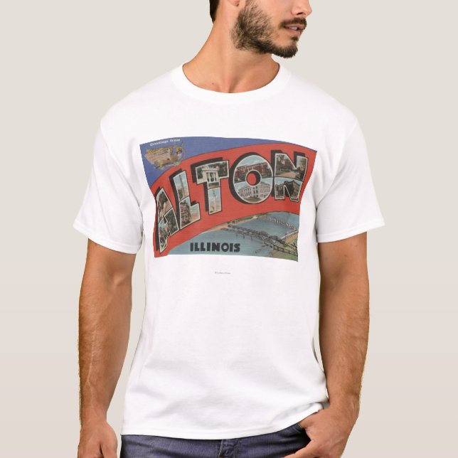 T-shirt Alton, lettre ScenesAlton, IL d'IllinoisLarge (Devant)