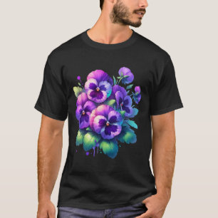 T-shirt Alzheimer Purple Pansy Floral Démence Alzheimer &#