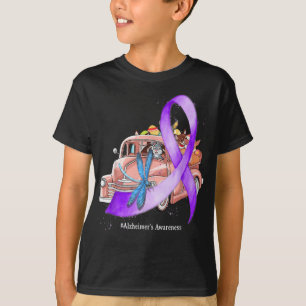 T-shirt Alzheimers à ruban violet de libellule hippie