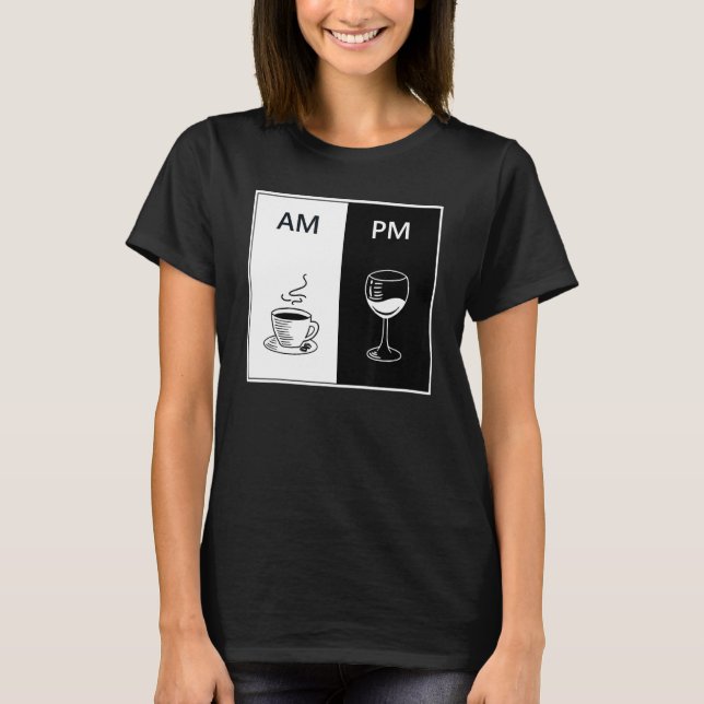 T-shirt AM Café PM Vin Drôle Caféine Booze Booze Booze Lo (Devant)