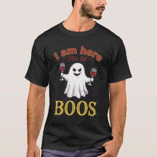 T-shirt Am Here Boos Halloween Ghost Verres à Vin Araignée