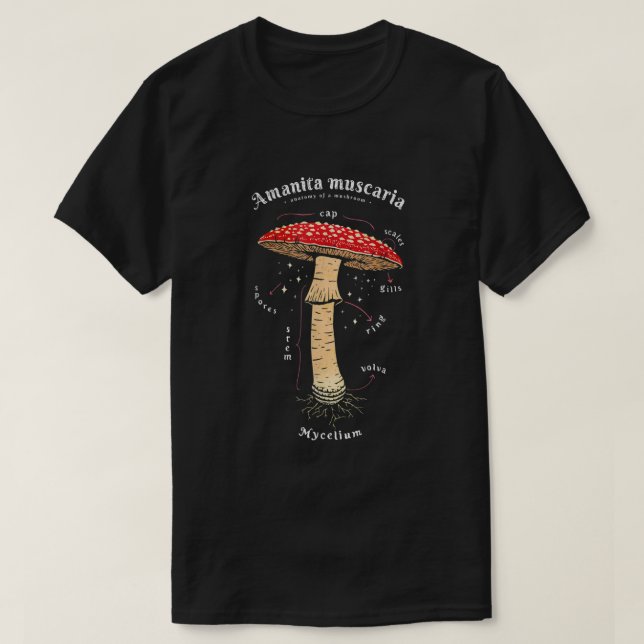T-shirt Amanita muscaria Mushroom definition latin art  (Design devant)