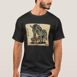 T-shirt Amant de nouilles d'art rupestre japonais Zèbre fa