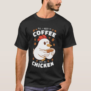 T-shirt Amateur de café avec poulet dessin mignon