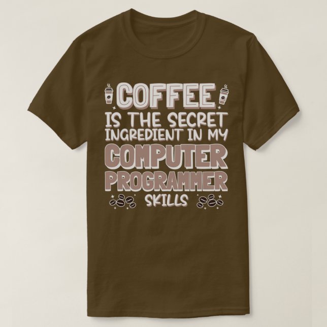T-shirt Amateur de café Programmateur informatique (Design devant)