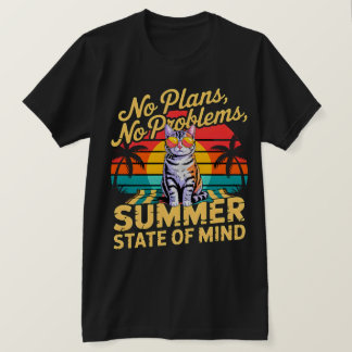 T-shirt Amateur de chat détendu d'été : Chat de plage sans