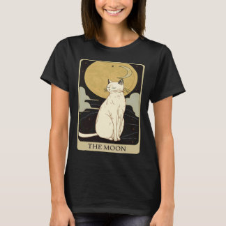 T-shirt Amateur de chat mignon, carte de tarot de la lune,