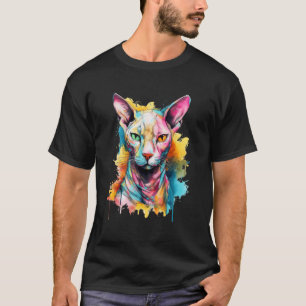 T-shirt Amateur de chat Sphynx Pop Art coloré Sphynx