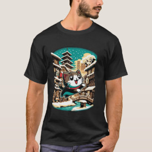 T-shirt Amateur de chaton hivernal joyeux Art japonais Cha