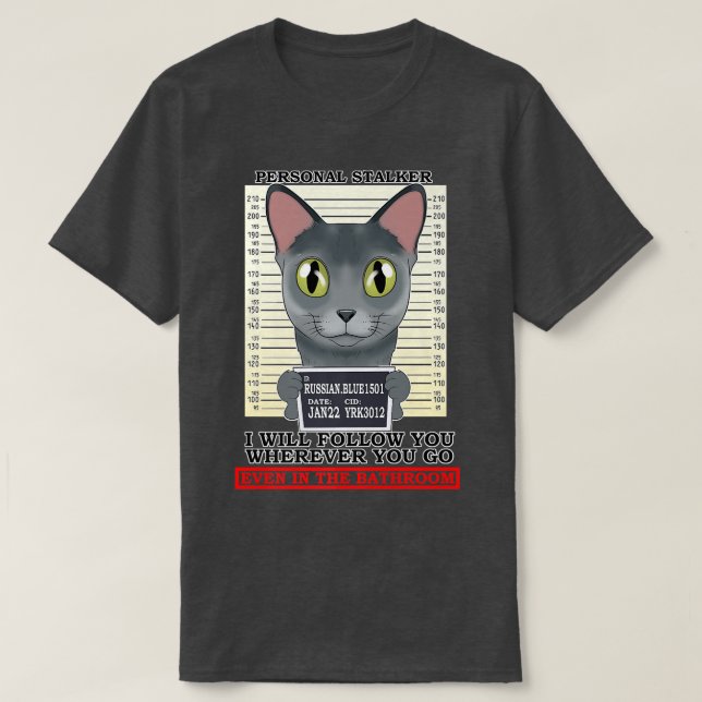 T-shirt Amateur de chats I Harceleur personnel I Chat bleu (Design devant)