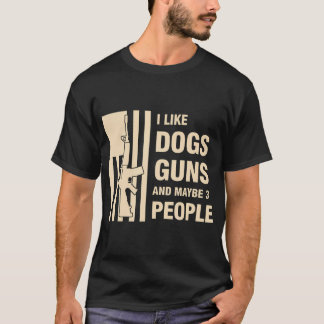 T-shirt Amateur de chien j'aime les chiens les armes à feu