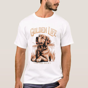 T-shirt Amateur de chien Retriever doré vintage - "La vie