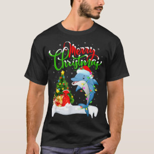 T-shirt Amateur de poisson dauphin drôle éclairage de Noël