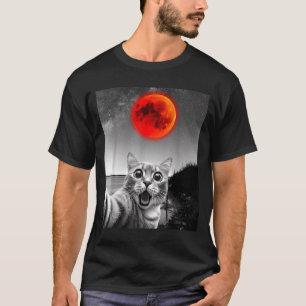 T-shirt Amateurs d'astronomie chat drôle selfie avec lunar