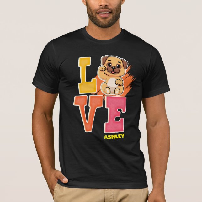 T-shirt Amateurs de carlin couleur mignonne (Devant)