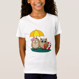 T-Shirt Amateurs de chouette mignonne avec parapluie et bo