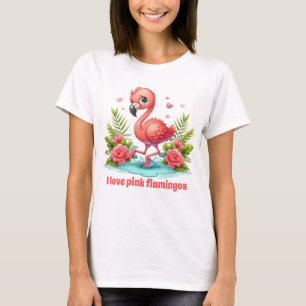 T-shirt Amateurs de flamingo rose mignonne personnalisable