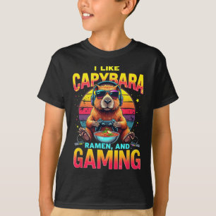 T-shirt Amateurs de jeu drôle J'aime Capyra Ramen et costu