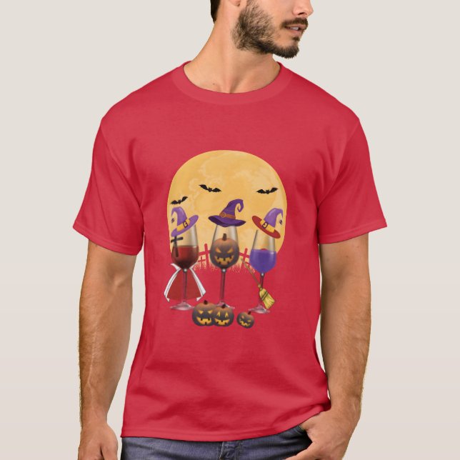 T-shirt Amateurs de vin halloween amis (Devant)