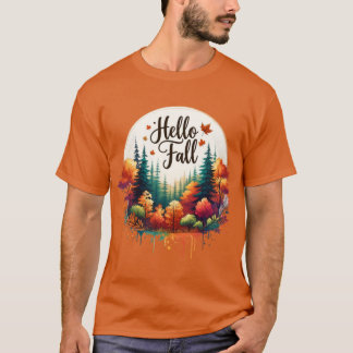 T-shirt Ambiance Automnale Cosy Citrouilles Aquarelles Fle