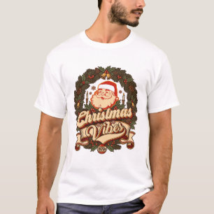 T-shirt Ambiance de Noël Couronne du Père Noël Claus Cloch
