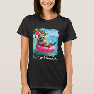 T-shirt Ambiance d'été drôle raton laveur femmes filles fi