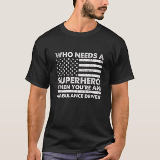 T-shirt Ambulance Ambulance Drôle Pilote Superhero Tee Vin
