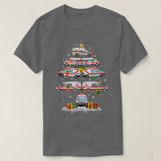 T-shirt Ambulance Christmas Tree AMR Funny (Design devant)