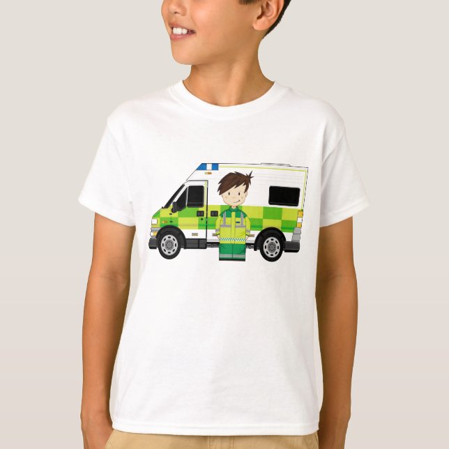 T-shirt Ambulance mignonne de bande dessinée et EMT (Devant)