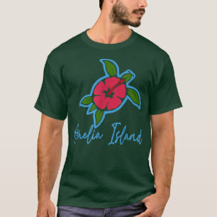 T-shirt Amelia Island 2022 Tortue de mer Fleurs tropicales