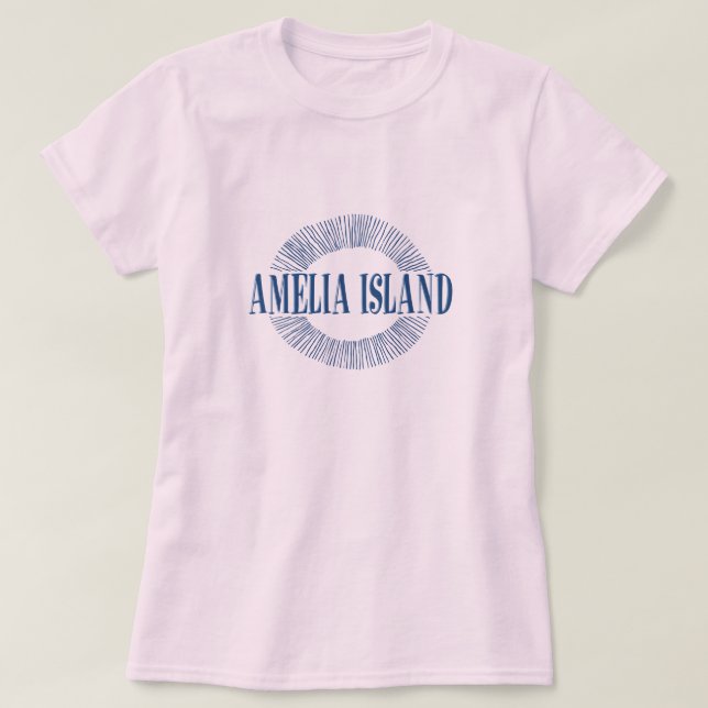 T-shirt Amelia Island dans le bleu avec la conception du (Design devant)