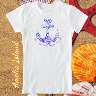 T-Shirt Amelia Island FL Sea Créatures Ancre et nom