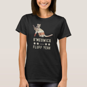 T-shirt Ameowica Fluff Ouais 4 juillet Chat Patriotique Us