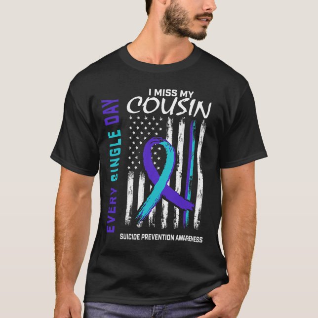 T-shirt Amer De Prévention Du Suicide De Mon Cousin Me Man (Devant)