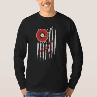 T-shirt Amercian Flag Vinyl LP Collector USA Vinyl Records
