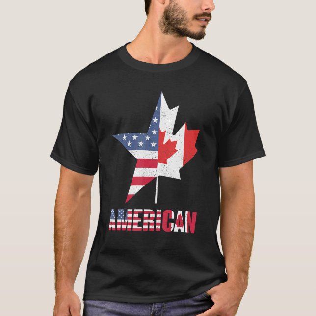 T-shirt Ameri Can Us Canada Flag Fide Vacances Can (Devant)