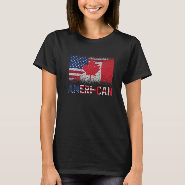 T-shirt Ameri Can Us Eh America Canada Drapeau American Ca (Devant)