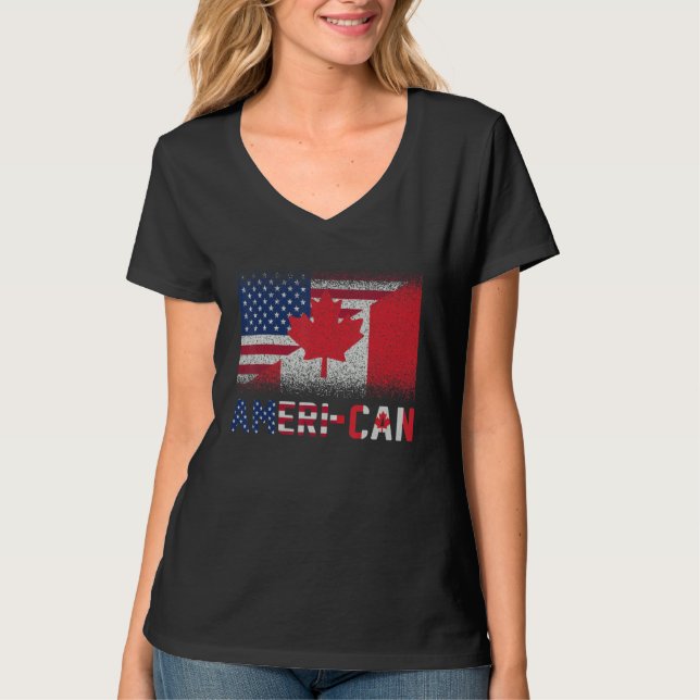 T-shirt Ameri Can Us Eh America Canada Drapeau American Ca (Devant)