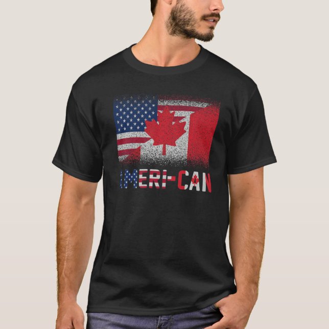 T-shirt Ameri Can Us Eh America Canada Drapeau American Ca (Devant)