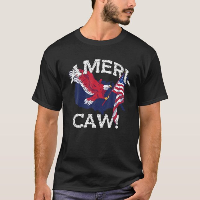 T-shirt AMERI CAW Eagle Funny America Mème USA juillet 4 T (Devant)