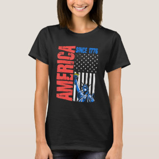 T-shirt America Drapeau 1776 Statue Liberty 4 Juillet Indé